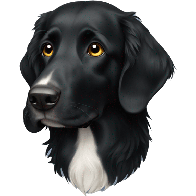 Black Flat coated retriever with white neck emoji