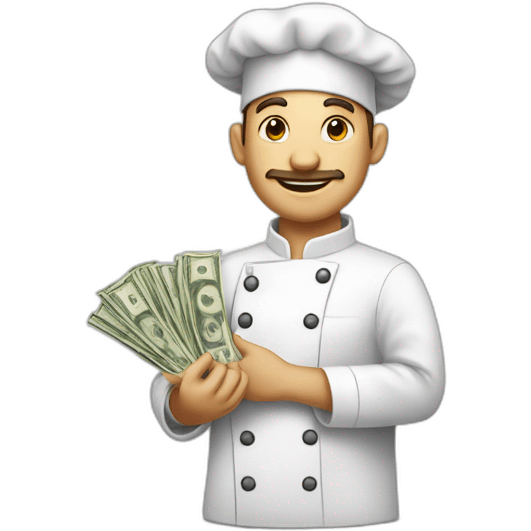 white skin chef with money in his hands emoji