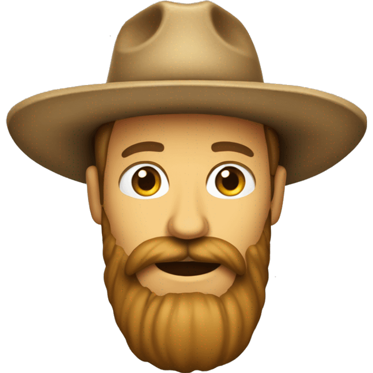 Crea un emoji de cara de un hombre con barba y sombrero rancho  emoji