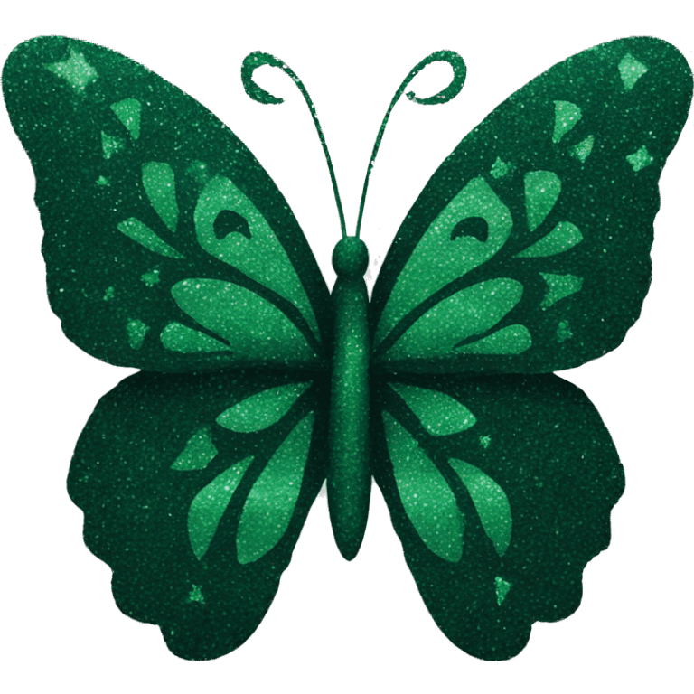 Dark green glitter Butterfly with pattern emoji