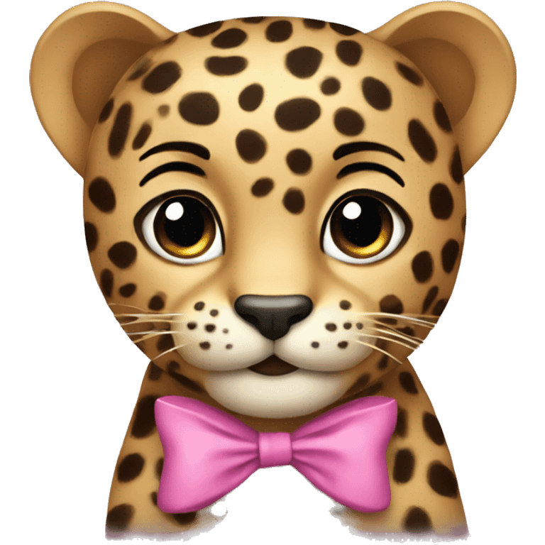 a cute leopard with a bow emoji