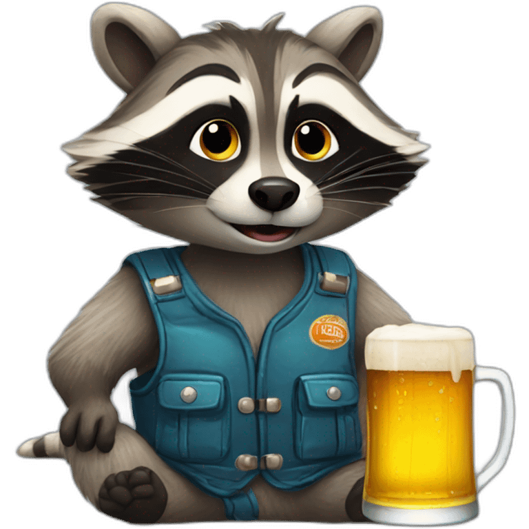 racoon drinking beer emoji