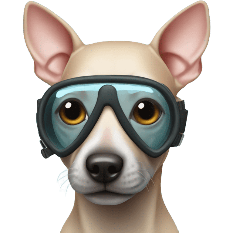 American Hairless Terrier with Snorkel Swimming Mask emoji