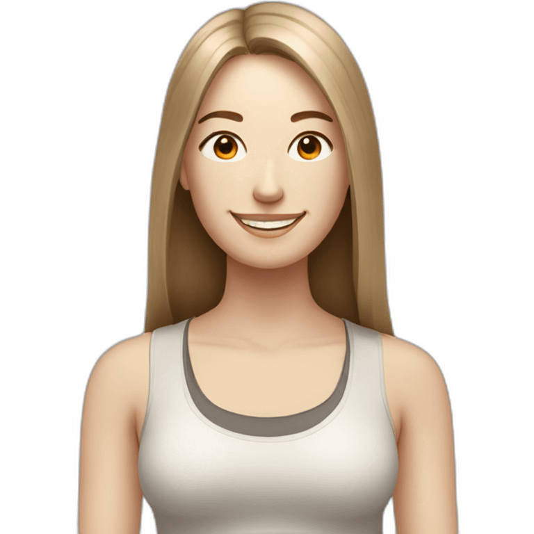 smiling woman with pale skin and middle brown long straight hair in a yoga position emoji