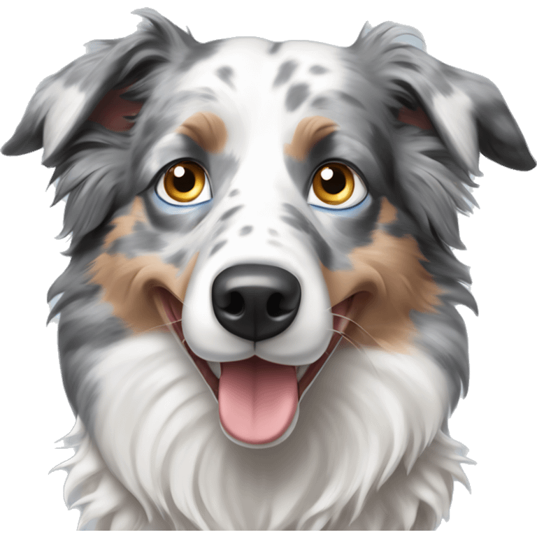 Blue eyed grey merle border collie dog emoji