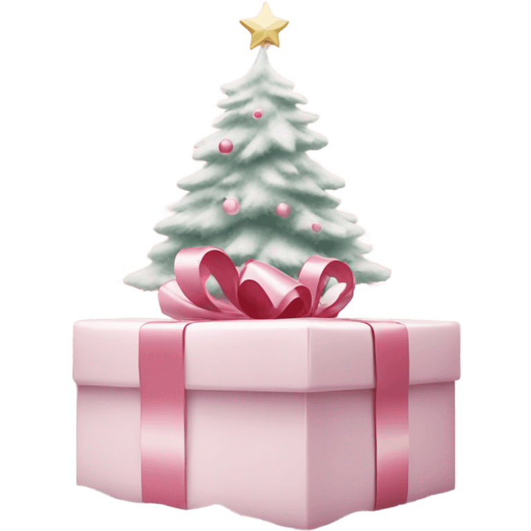 Light pink Christmas gifts under a white Christmas tree  emoji