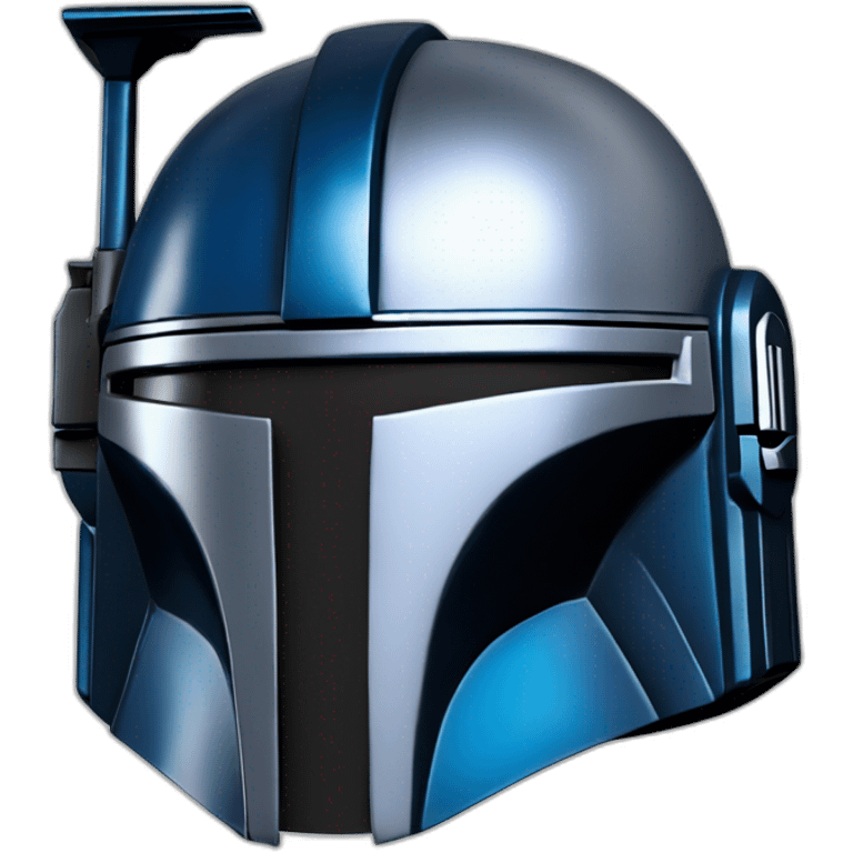 blue and silver mandalorian helmet with black center looking forward emoji