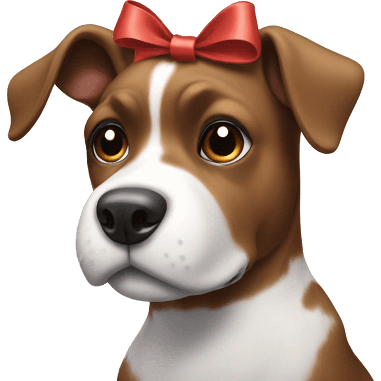 Brown, Black and White dog with a bow on its head emoji