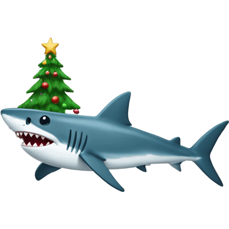 christmas tree with a shark on emoji