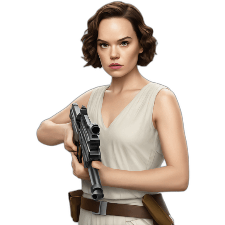 Daisy Ridley with a gun emoji