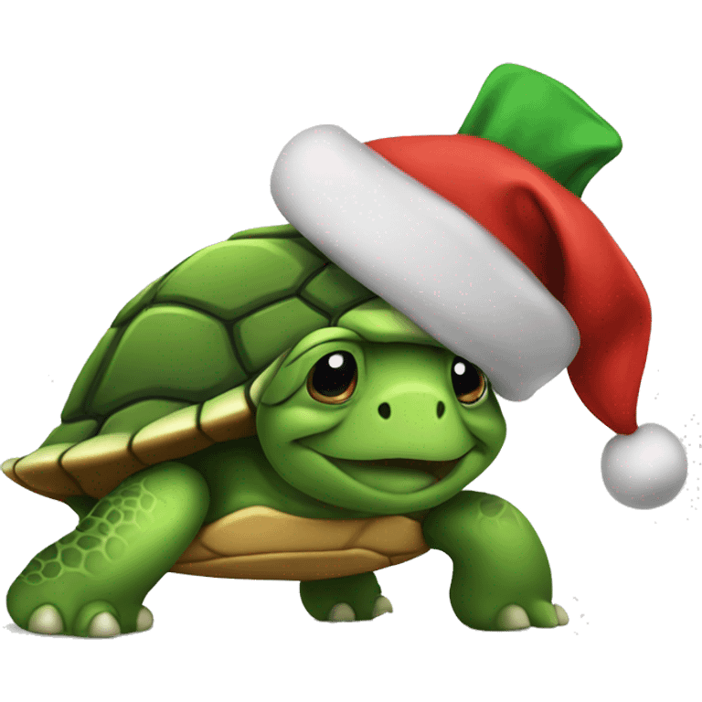 Turtle with Christmas hat emoji