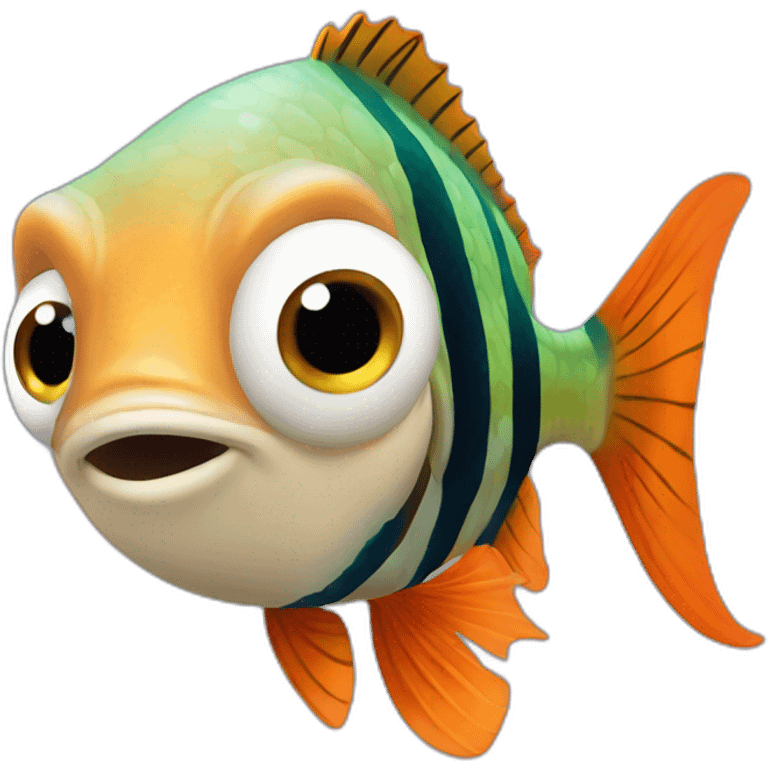 pescado nemo con muchos musculos y unas mancuernas emoji