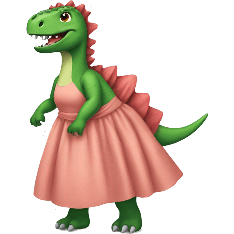 Dinosaur wearing a dress emoji