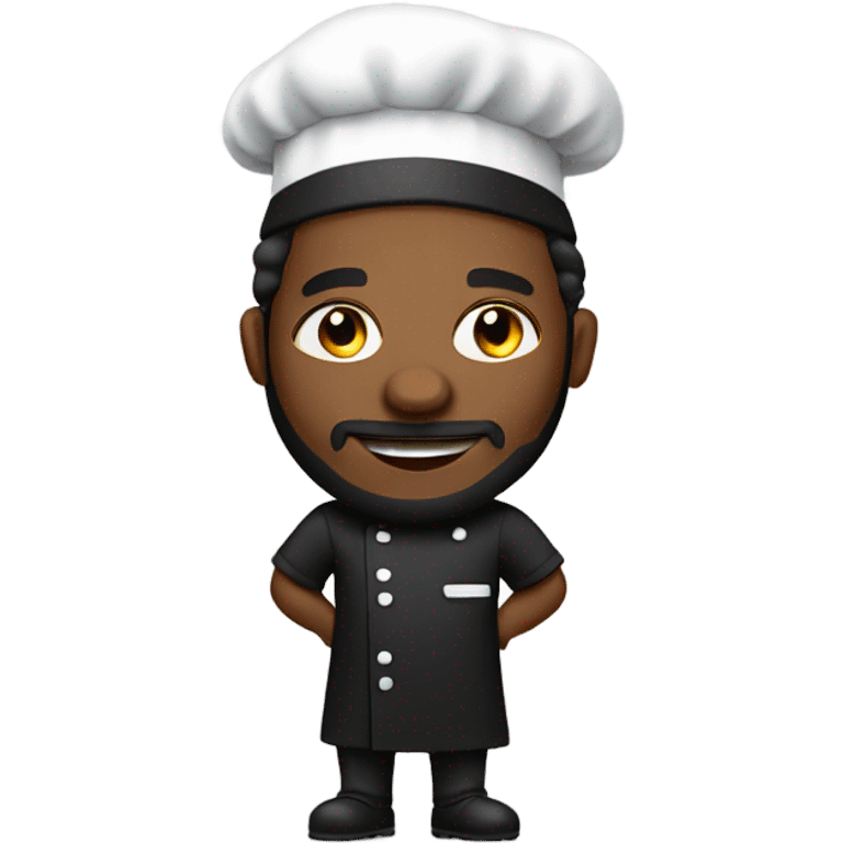 Black Chef with a beard cooking wearing black apron  emoji