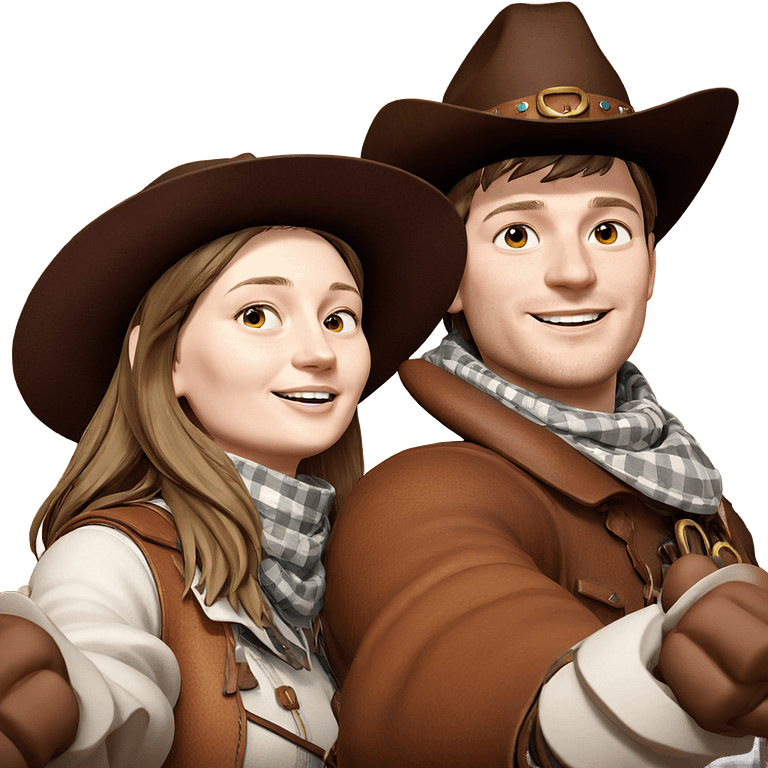 smiling cowboy couple portrait emoji