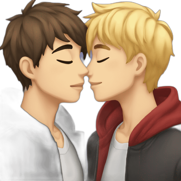 gay anime dudes kissing emoji