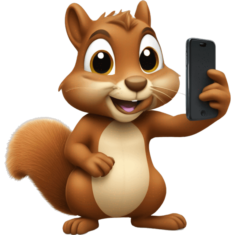 squirrel holding an acorn and a phone taking a selfie  emoji