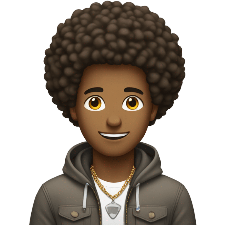 Brown male, big afro , necklace,Nike shoes  emoji