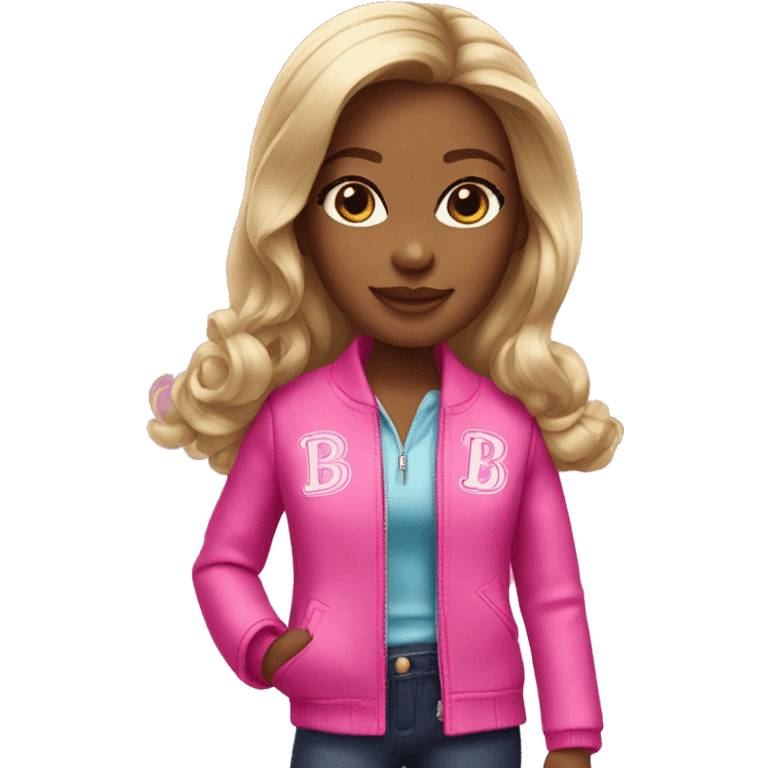 Girl with a Barbie jacket emoji