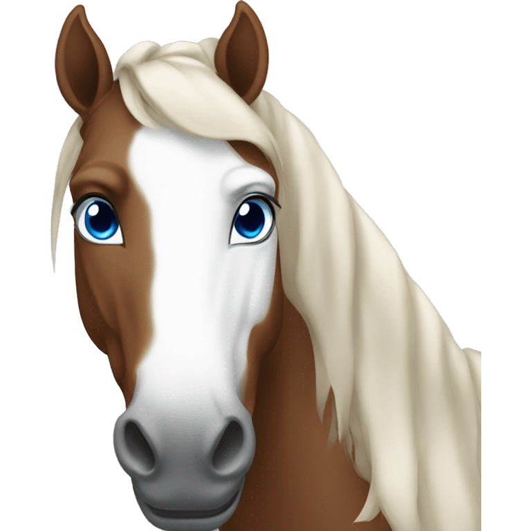 brown and white horse with blue eyes emoji