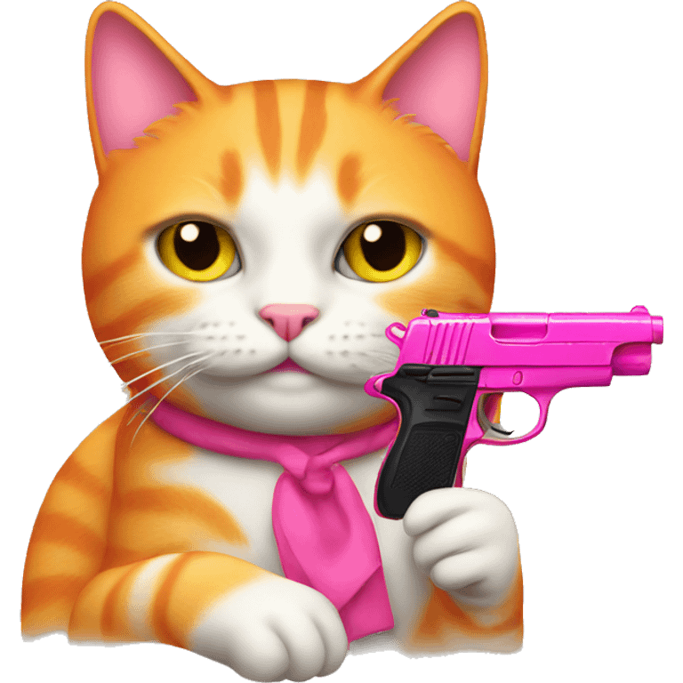 Orange cat with pink gun  emoji