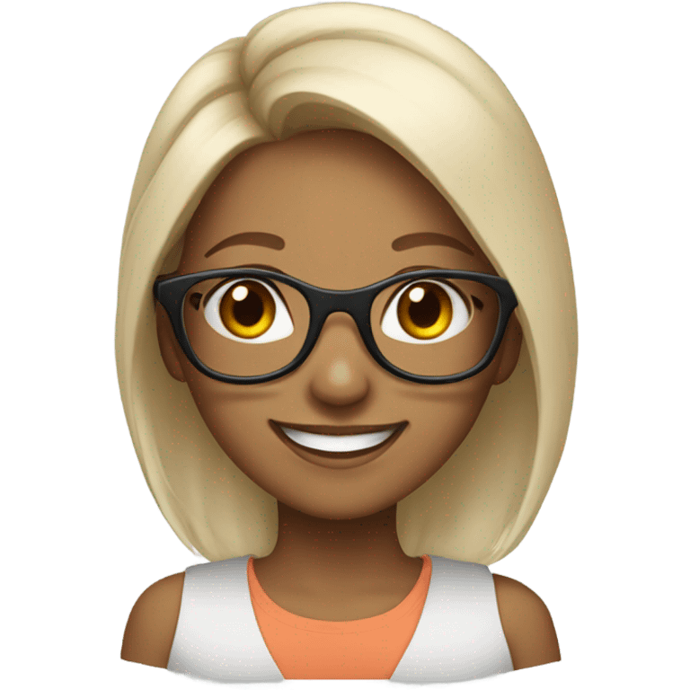 girl with glasses and smile with bunny tail hair emoji