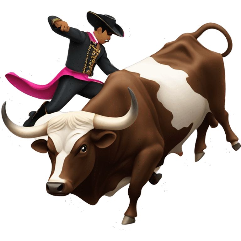 a bullfighter dodges a bull emoji