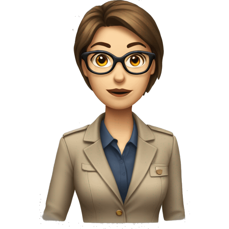 Female fraud investigator brown hair glasses emoji