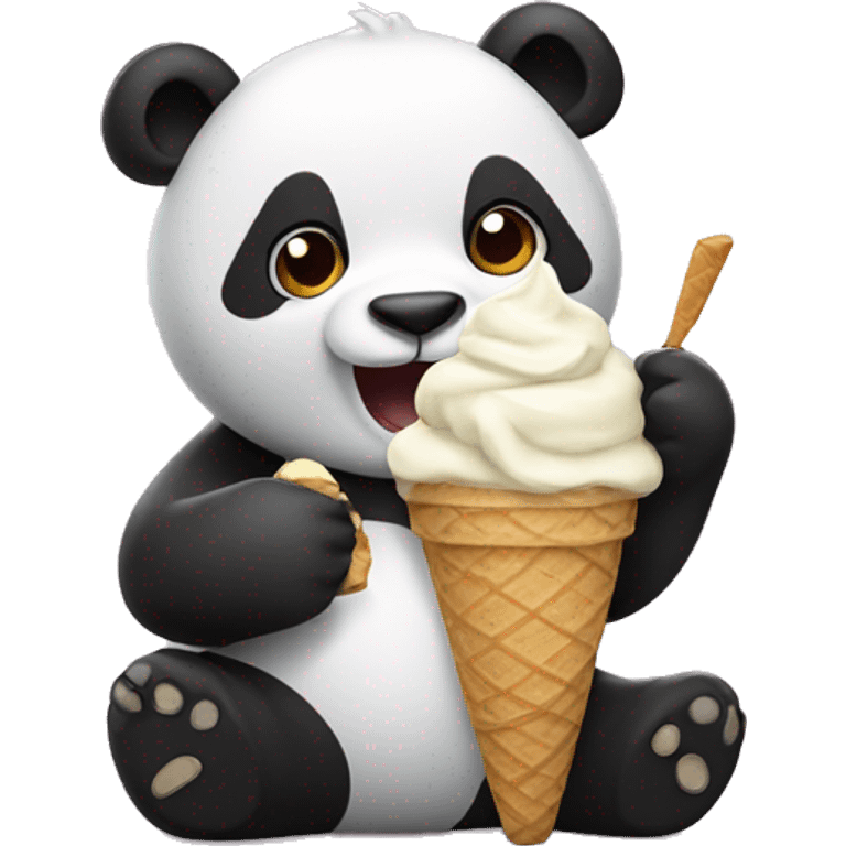 Panda eating ice cream emoji