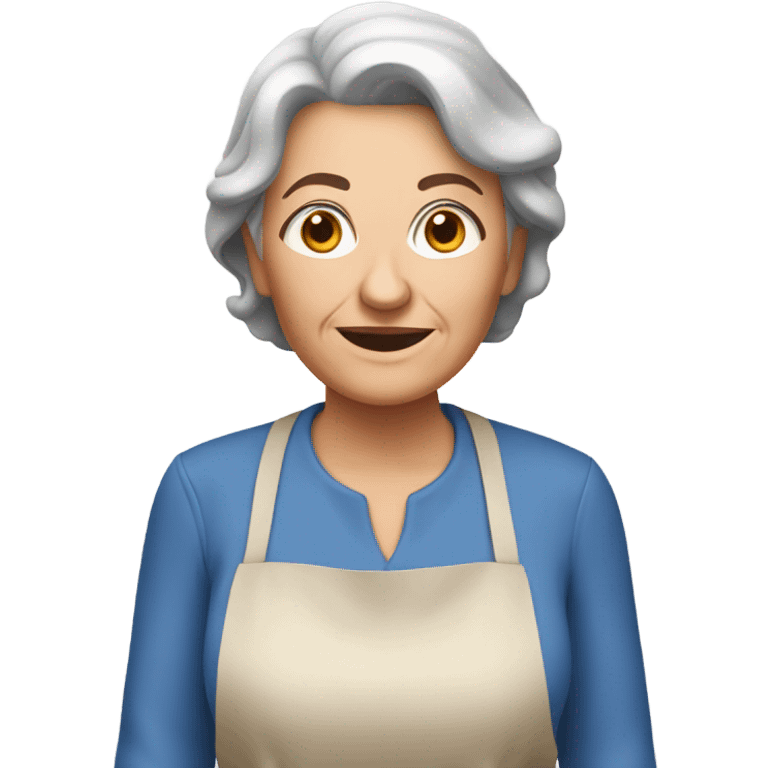 Brown hair white grandmother baking pie emoji