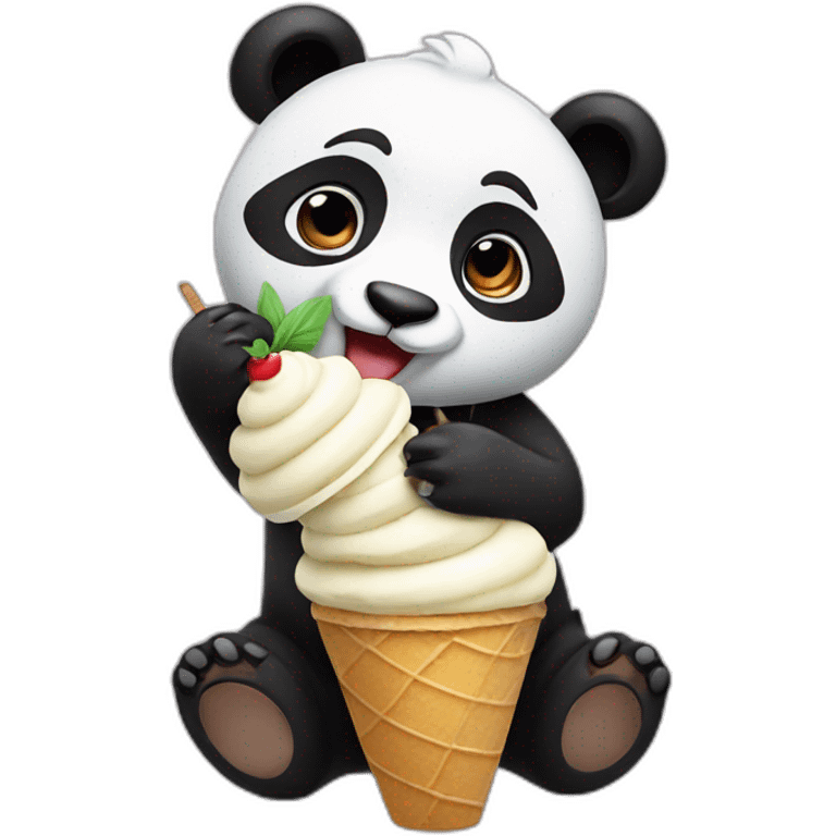 Panda eating ice cream emoji