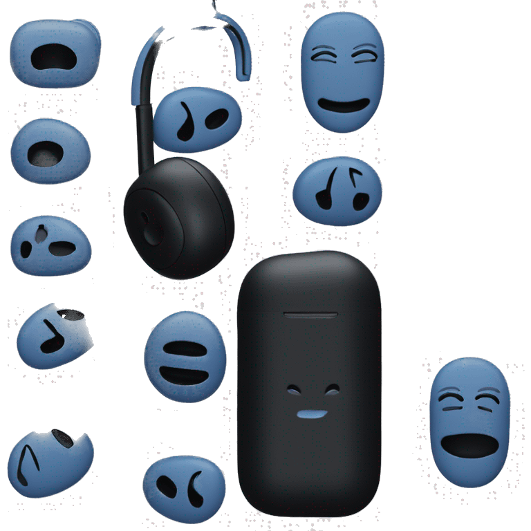 Headset AirPods Max blue on black background  emoji