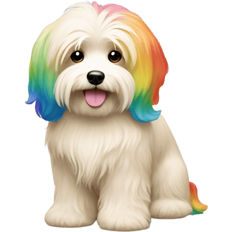 Cream colored havanese with RAINBOW dyed TAIL (NOT RAINBOW EARS) emoji