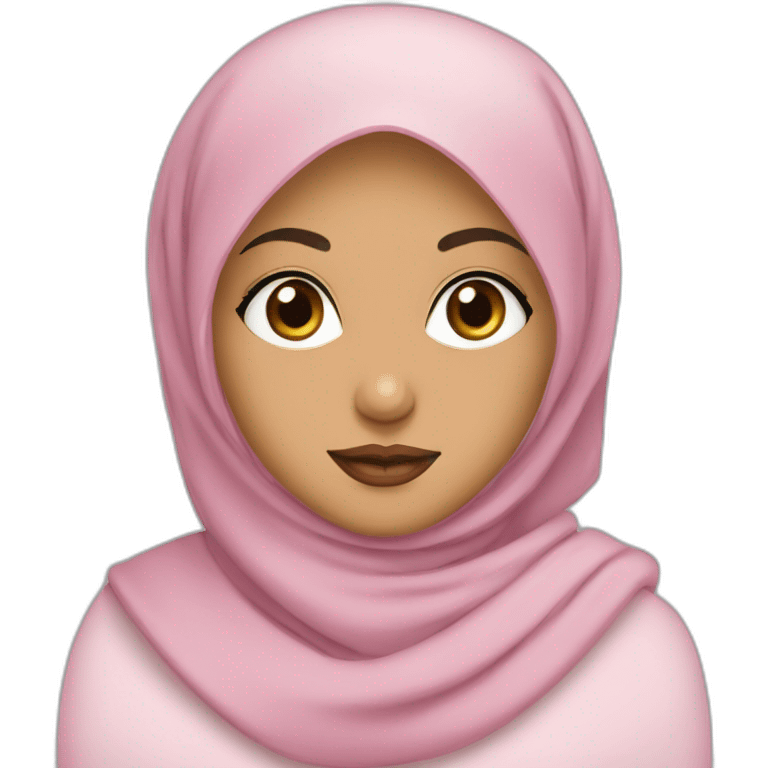 hijabi girl with brown eyes and pink lips look to computer  emoji