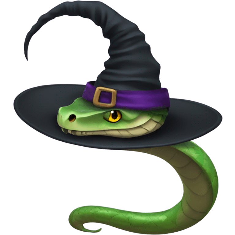 Snake wearing a witch hat emoji