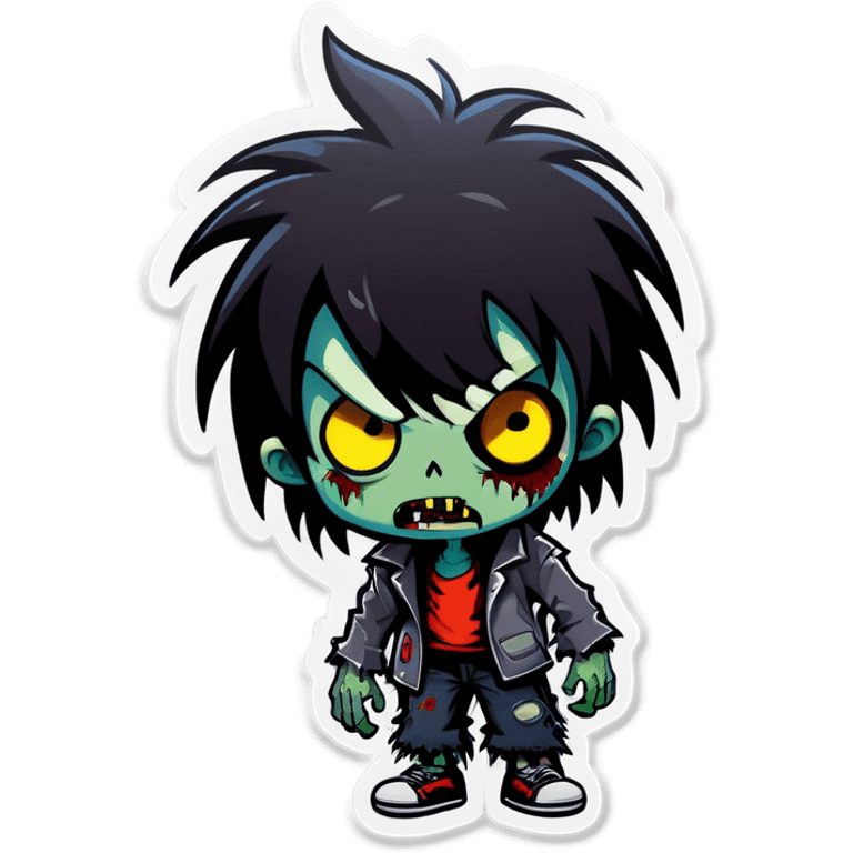 boy zombie with black hair emo emoji