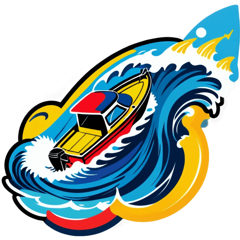 sport fishing boat over wave emoji