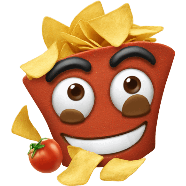 Messy chips and salsa emoji