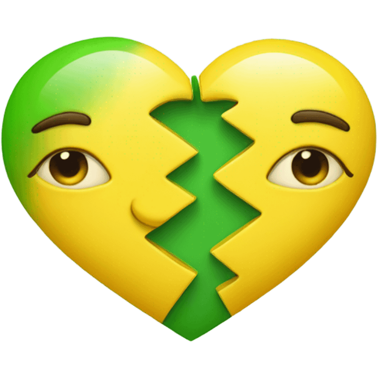 Half and half heart with yellow and green emoji