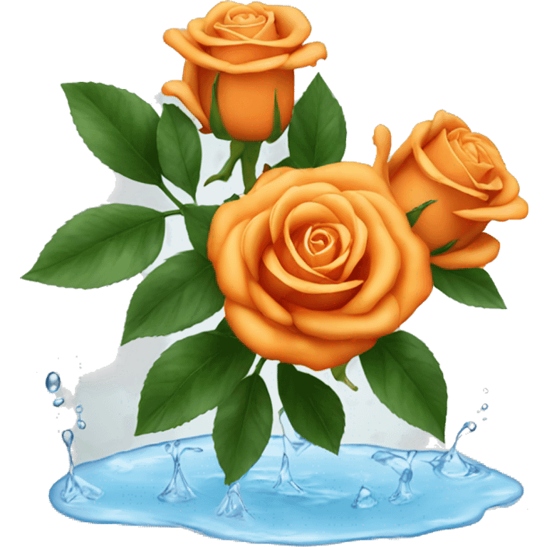 Orange roses with water emoji