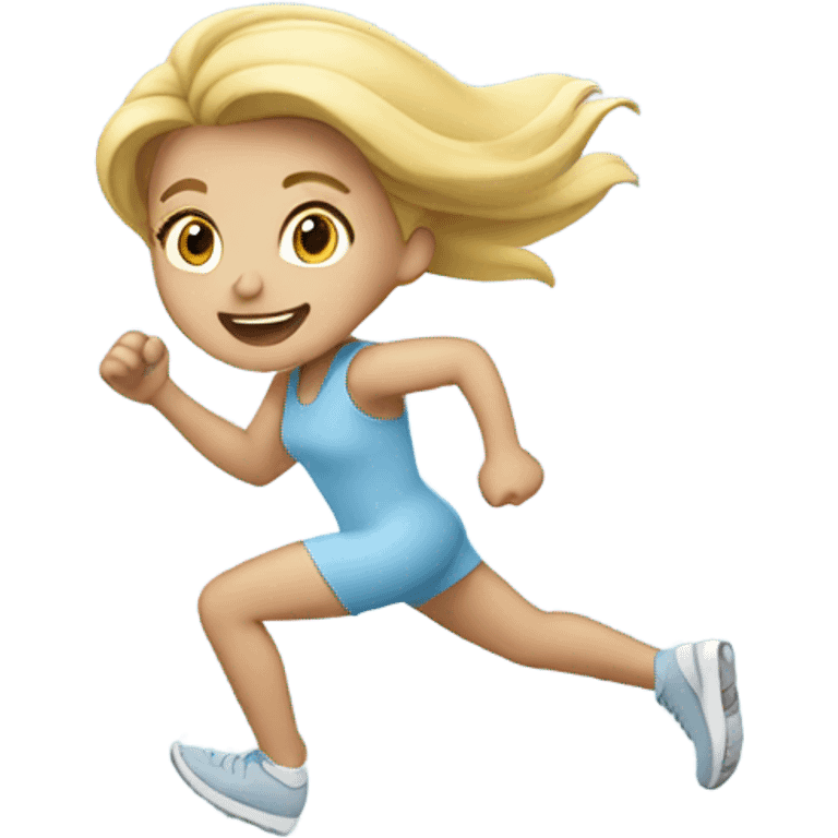 blondie girl running in a LIGHT BLUE Costume emoji