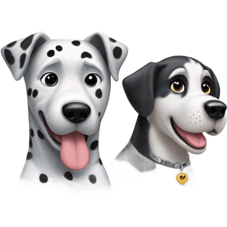 dalmatian and white and grey siberian husky in love emoji