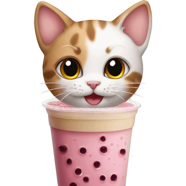 Kitten with bubble tea  emoji