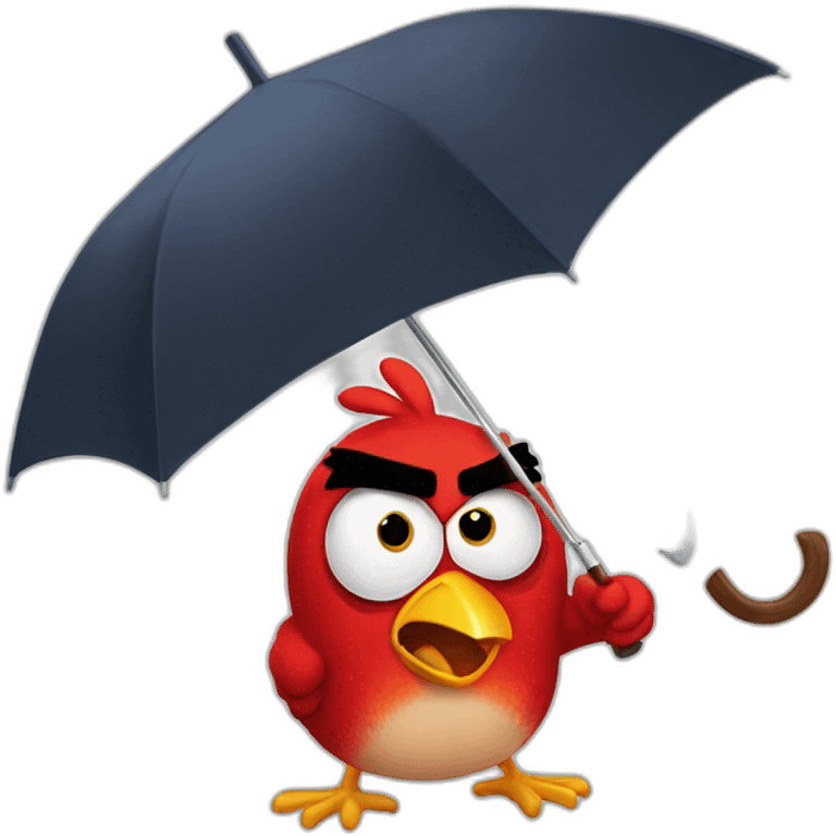 Angry bird eating umbrella emoji