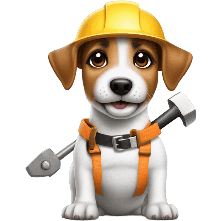 Jack Russel Terrier working as a  builder emoji