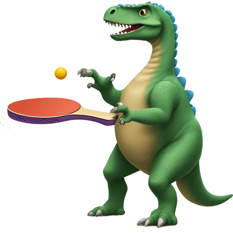 dinosaur playing ping pong with a slipper emoji