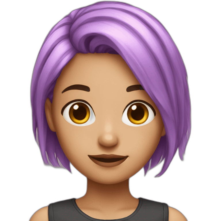 girl purple hair and pink emoji