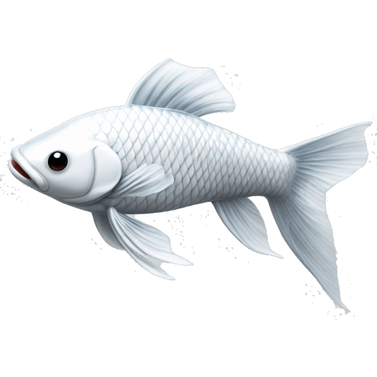 Platinum white long finned short bodied koi fish emoji