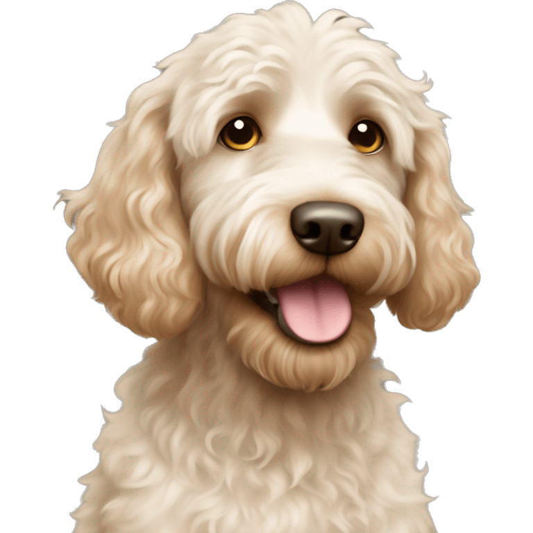 Labradoodle white with light brown dots wavy hair emoji