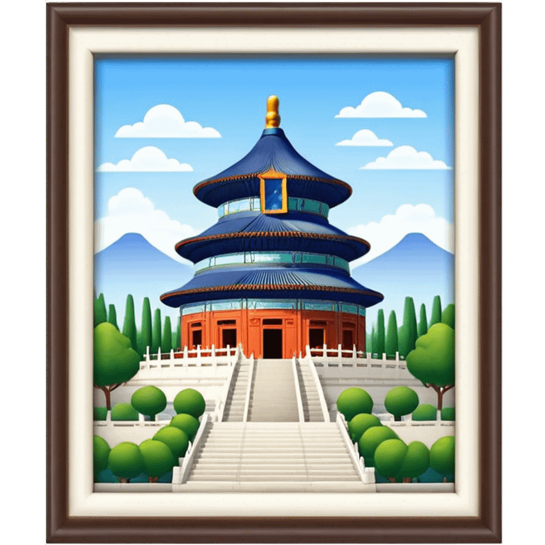 Cinematic Realistic Temple of Heaven Landmark Emoji, depicted with expansive historic architecture set in lush gardens rendered with lifelike detail and serene lighting. emoji